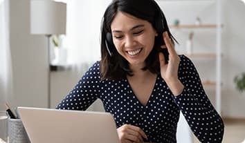 a woman using a laptop